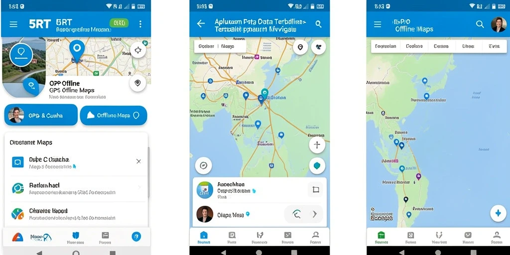 Tampilan antarmuka aplikasi GPS Offline Maps 5RT yang intuitif dan mudah digunakan.