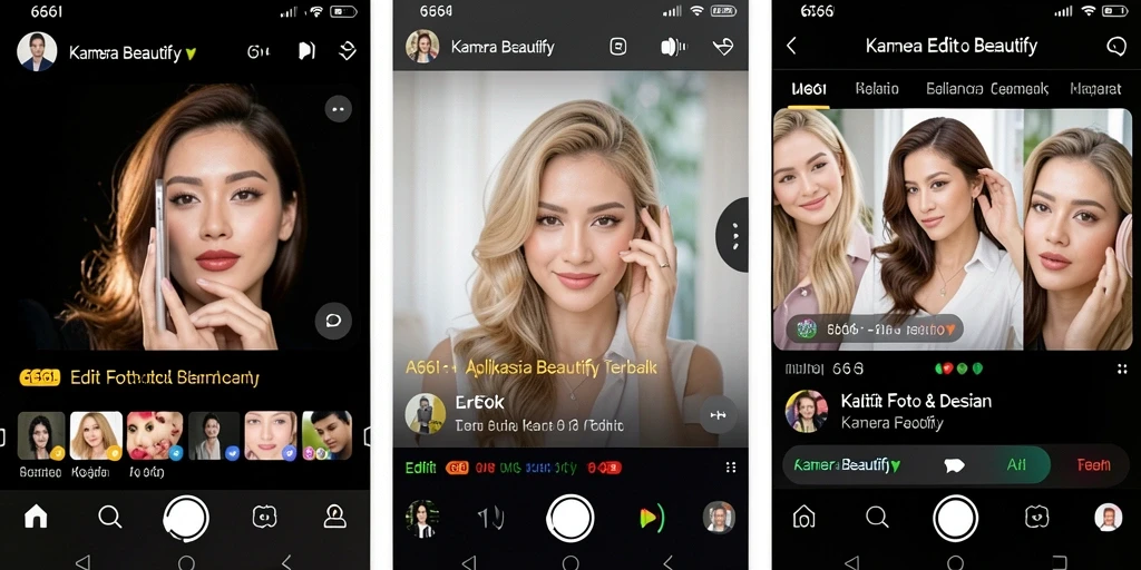 Screenshot antarmuka aplikasi 666I dengan fitur Kamera Beautify yang menarik.