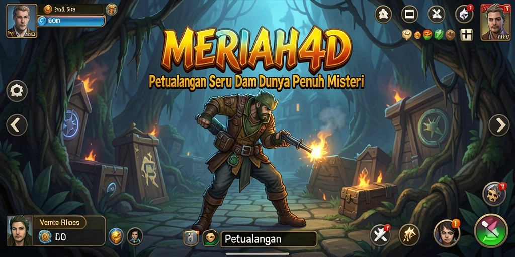 Tampilan antarmuka MERIAH4D saat menjelajahi dunia petualangan.