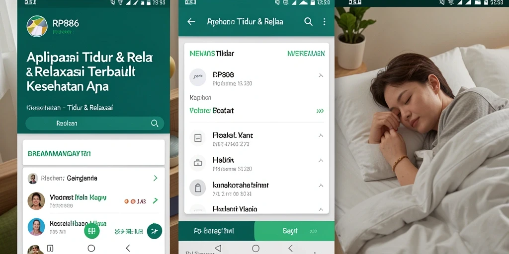 Tampilan antarmuka aplikasi RP886 dengan fitur Tidur & Relaksasi
